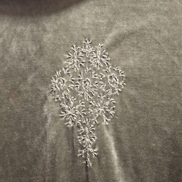 Style & Co. Sport Velour Zip-Up Hoodie Sz M Green Embroidered Detail - Picture 7 of 8